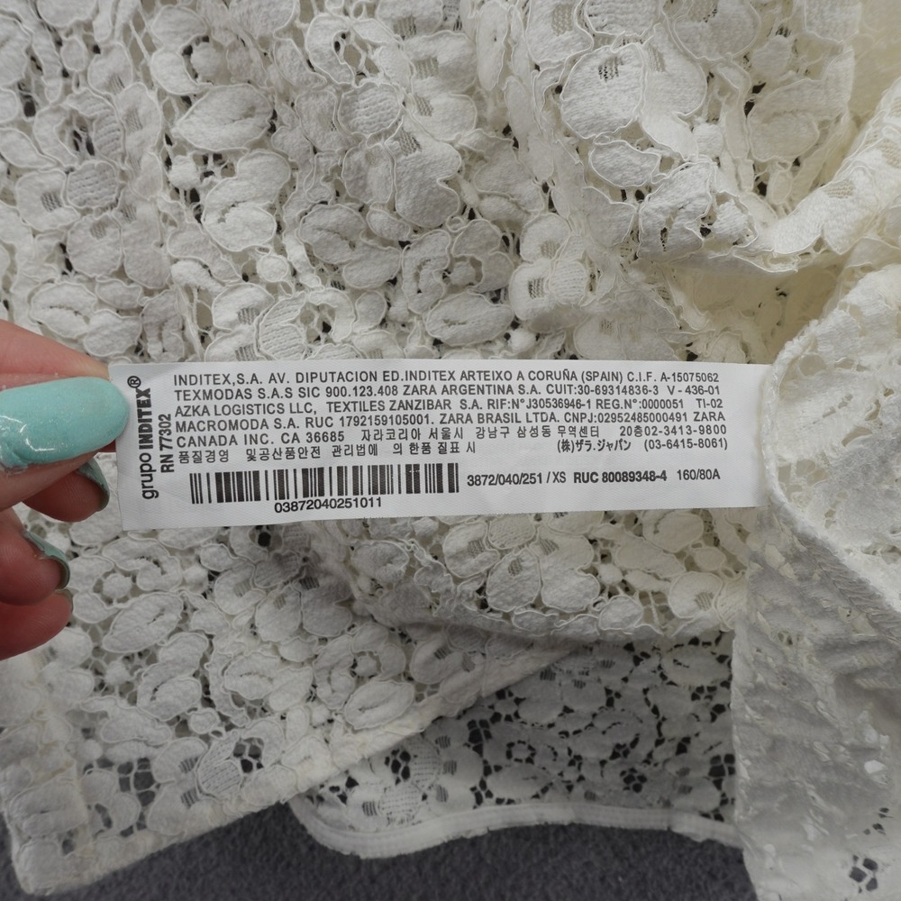 Zara Flare Sleeve Lace Top‎ Size XS Ivory Womens VNeck Romantic NEW - Picture 11 of 13